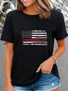 100% Cotton Husband Daddy Protector Hero Father Dad Firefighter Fireman T-Shirt