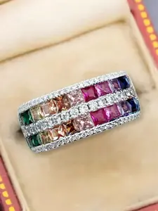 1 PC Luxury Cubic Zirconia Ring For Women For Wedding Engagement Party Jewelry Valentine's Day Gift Stackable Finger Rings Engagement Ring Statement Ring