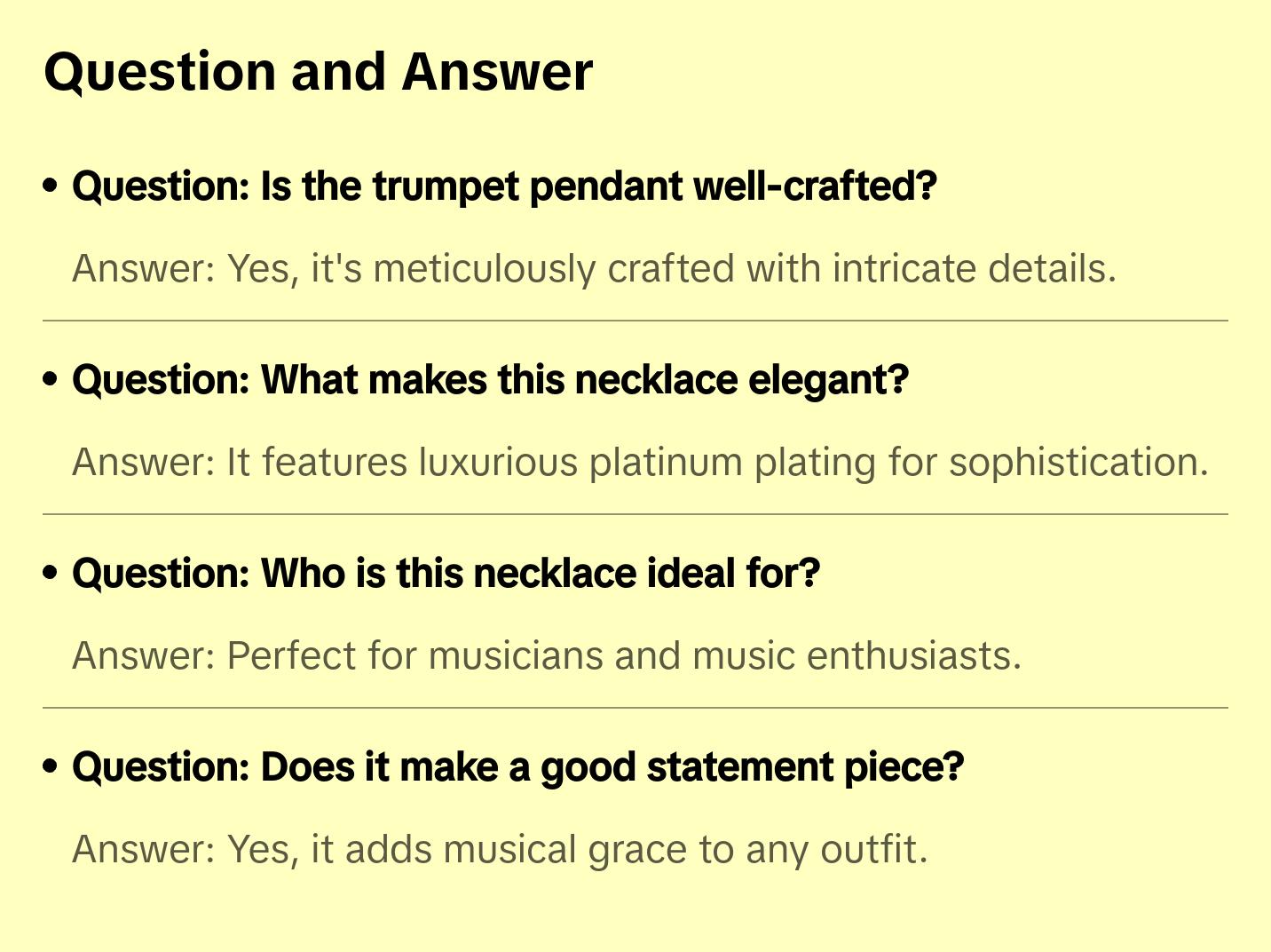 Trumpet Necklace with Chain and Pendant Featuring Trumpet Design