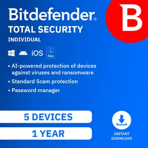 Bitdefender Total Security Family - New range | 5 devices | 1 year |