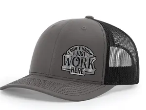 Richardson 112 I just work here Premium Quality Snapback Hat for Men with Logo Print Hand Wash Only, Logo Block Hats, Graphic Text Hats