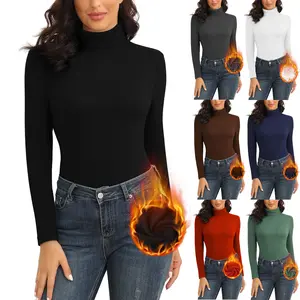 Women's Mock Turtleneck Long Sleeve Fleece Lined Shirts Soft Warm Base Layer Thermal Underwear Tops for Cold Weather Winter Clothes 2025