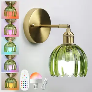 Glass Wall Light, USB Rechargeable, Remote Touch Dual Control, Adjustable RGB, Ideal for Living Room, Sofa, Bedroom, Indoor Decor