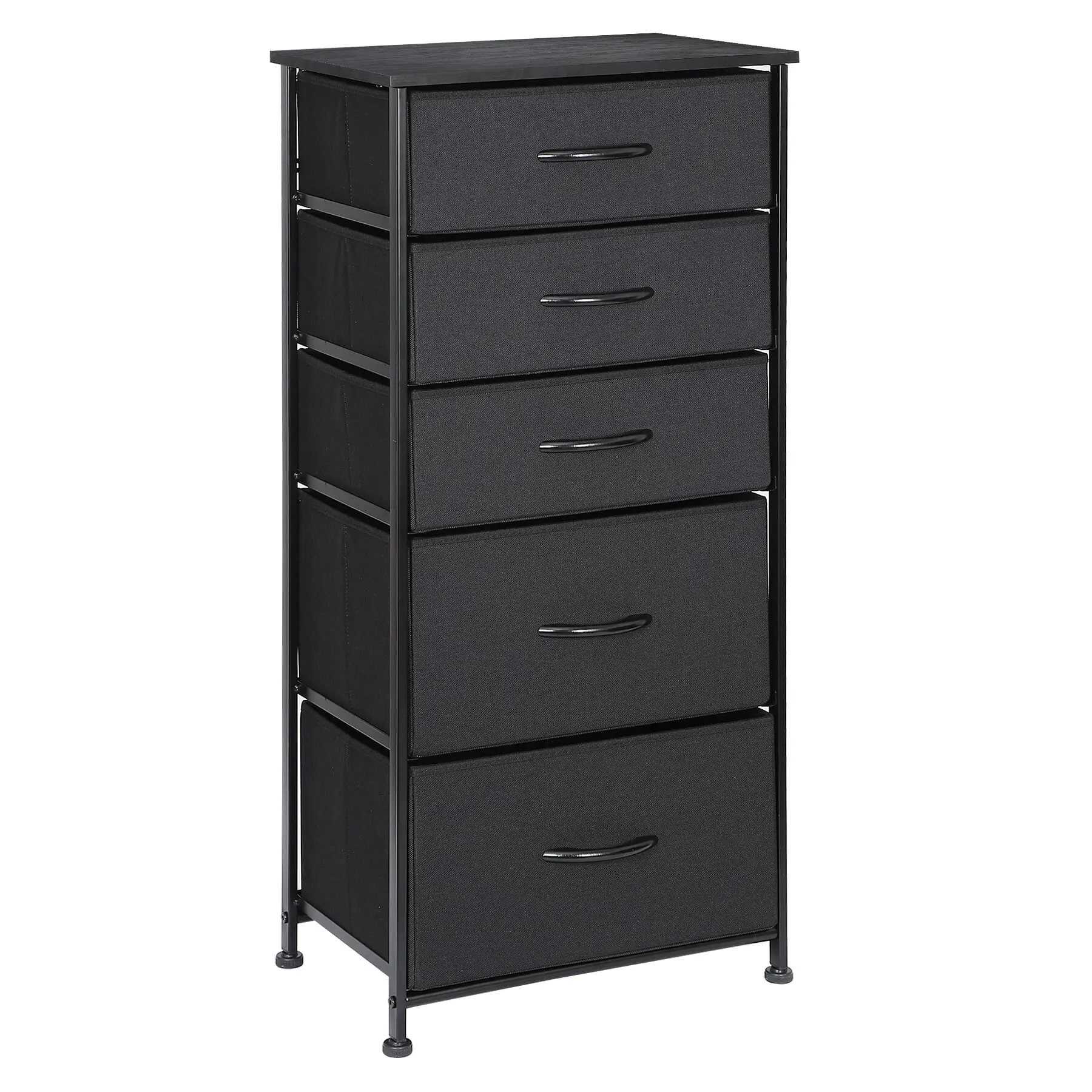 Zeny Lightweight Modern 5-Drawer Vertical Fabric Drawers Cabinet - Wall-Mount Home Organizer, Sideboard Storage Solution (Black), Drawer Cabinet