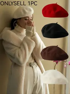 Women's Beret Hat, Vintage Pumpkin Shape, Korean Fashion Casual Design, Soft Warm Wool Fabric, Perfect for Commuting, Dates, Daily, Fitted Hats, Stylish Hat