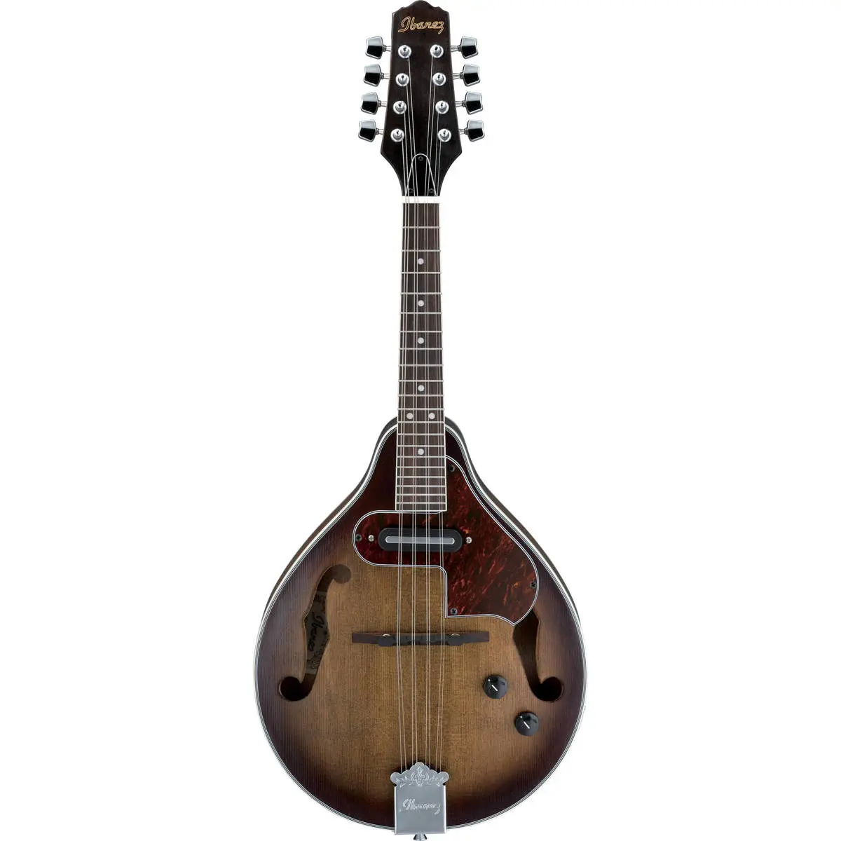 Ibanez M510E A-Style Mandolin, 20 Frets, Mahogany Neck, Magnetic Single Pickup, Rosewood Fretboard, Open Pore Vintage Sunburst