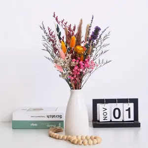 Bunny Tail Grass Lavender Feather Mix 35PCS Artificial Dried Flower Set, Eternal Fake Flowers for Home Table Vase Decor (NO Vase Included)