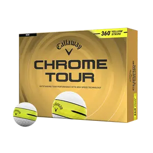 Callaway Golf Chrome Tour 360 Yellow Stripe Golf Balls in White