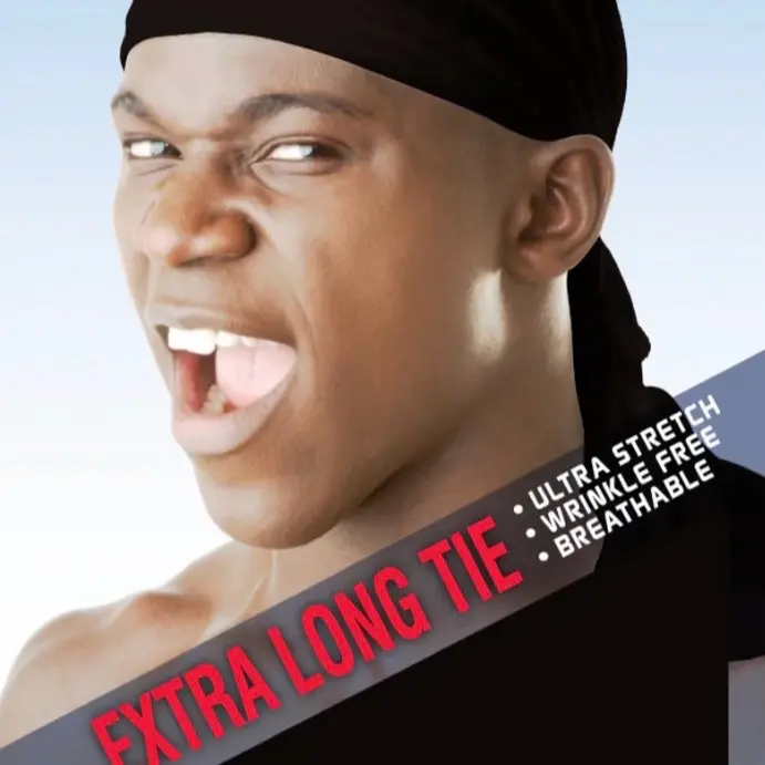 King J Solid Black Durag Set of 2, 2-Piece Set with Extra Long Ties - Ultra Stretch, Breathable, Wrinkle Resistant Fashion Accessory, Two Piece Set