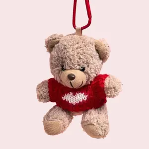 [Memorial Day Picks] Colorful Cooper Bear Keychain - Vibrant Cartoon Bear Design in Red Sweater, Lightweight Fabric, 4.5" Length, Ideal for Gifting & Collecting, Casual Daily Use, Valentine's Day Lover's gift Joyful Charming
