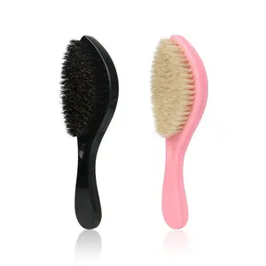 2pcs Wave Brush - Black & Pink, Hard Brush, Detangling Hairbrush, Styling Brush, With ABS Handle  for 360 waves Brush, Made With Reinforced & Nylon Bristles for Boyfriend & Father Gift