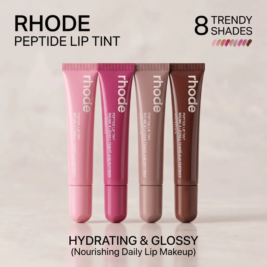 Shades Rhode Peptide Lip Tint 10ml, Hydrating Peptide Lip Tint, Glossy Tinted Lip Balm, Long‑Wear Natural Glossy Lip Color, 8 Trendy Shades 10ml Nourishing Daily Lip Makeup for Women,Nourishing Daily Lip Makeup for Girls