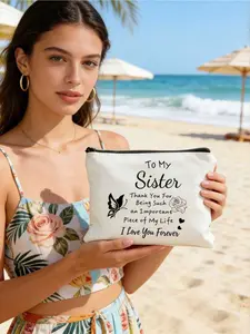Thank you for being such an important part of my life" Butterfly Floral Pattern - Multifunctional Portable Toiletry Bag with Cosmetic Storage Space, Lightweight Foldable Storage Bag, Cosmetic Bag, Toiletry Bag