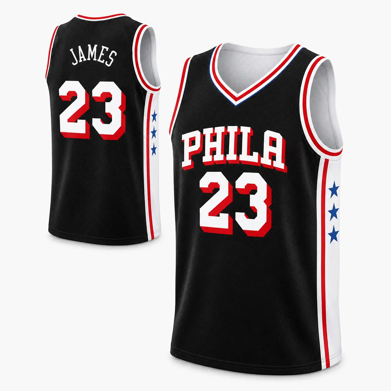 Unisex #23 James Philadelphia Team Icon Edition Royal Black Basketball Swingman Jersey - Workout Tops, Gym Sports Wear, Streetwear Outfits