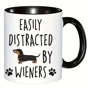 Humorous Dachshund Dog Mug Ceramic Coffee Cup Featuring Dachshund Shaped Body 11oz Tea Cocoa Drinkware Gift for Dachshund Enthusiasts Men Women Hand Wash Suitable for Dachshund Owners