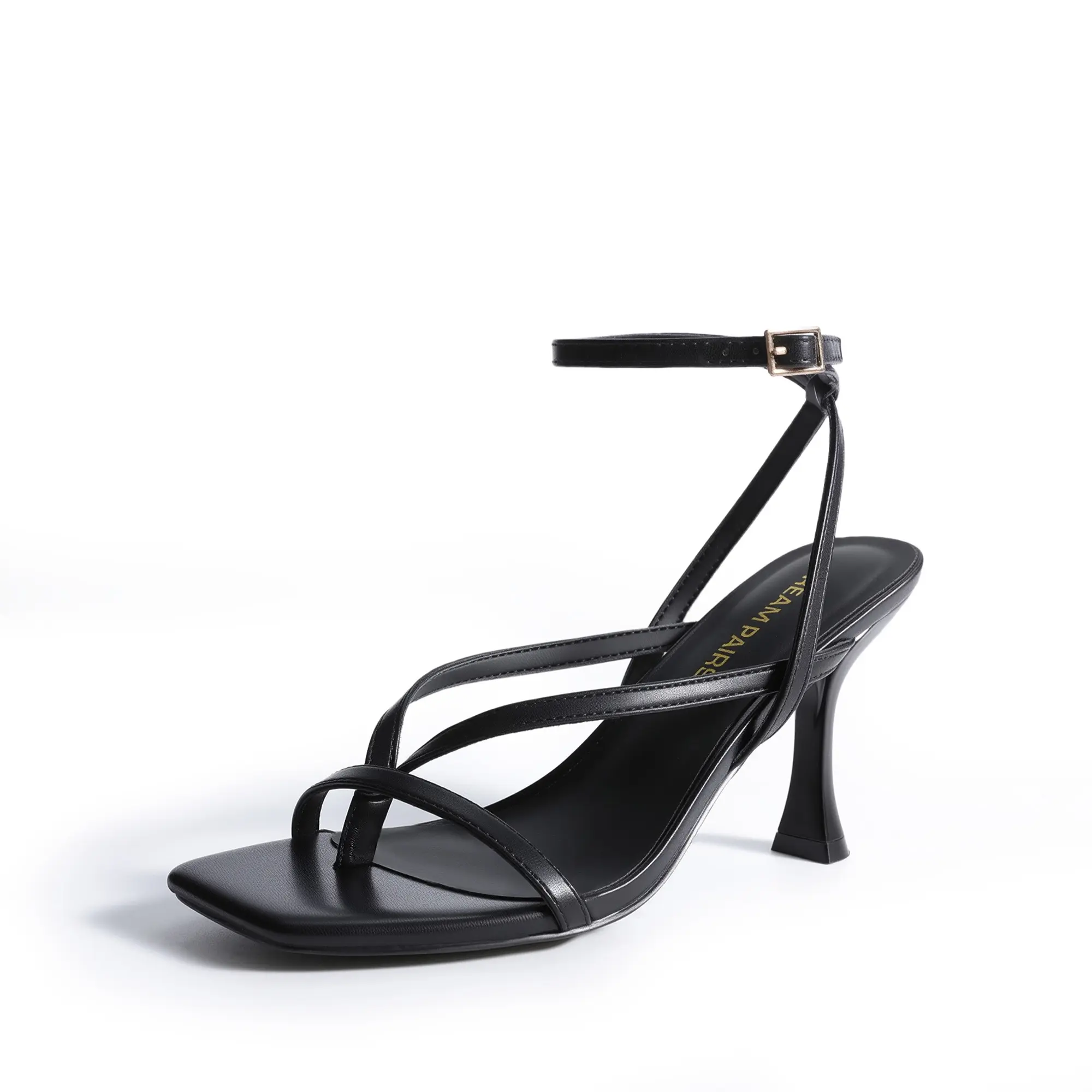 DREAM PAIRS Women's Square Heel Footwear - Strappy Toe Thong Shoe, Ankle Strap, Elegant Minimalist Classic Chic Stiletto Pumps for Party Events, High Heels for Women, Stiletto Heels Pumps