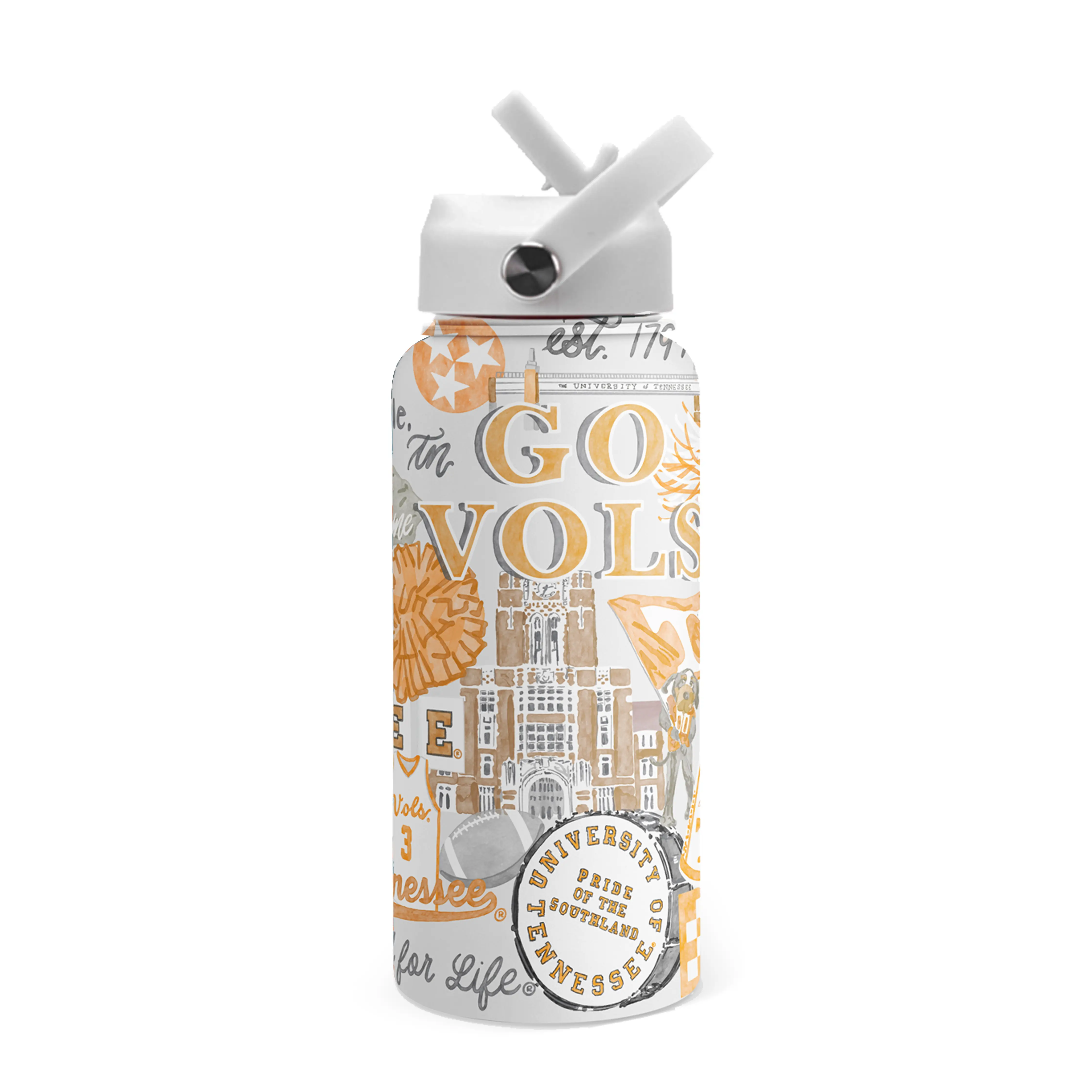 Orange and White 32 oz Water Bottle