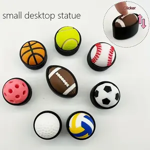 3D Printed Ball Clicker Keychain - Basketball, Soccer Ball Shapes Clicker Fidget Toys with Clicking Sound, Sports Bag Charm, Stress Relief Pendant