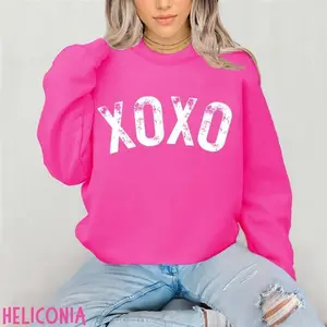 XOXO sweatshirt, Valentine’s Day sweater, sweater, pink Valentine’s Day sweatshirt, XOXO crewneck sweatshirt, XOXO gift for girlfriend GARMENTARY