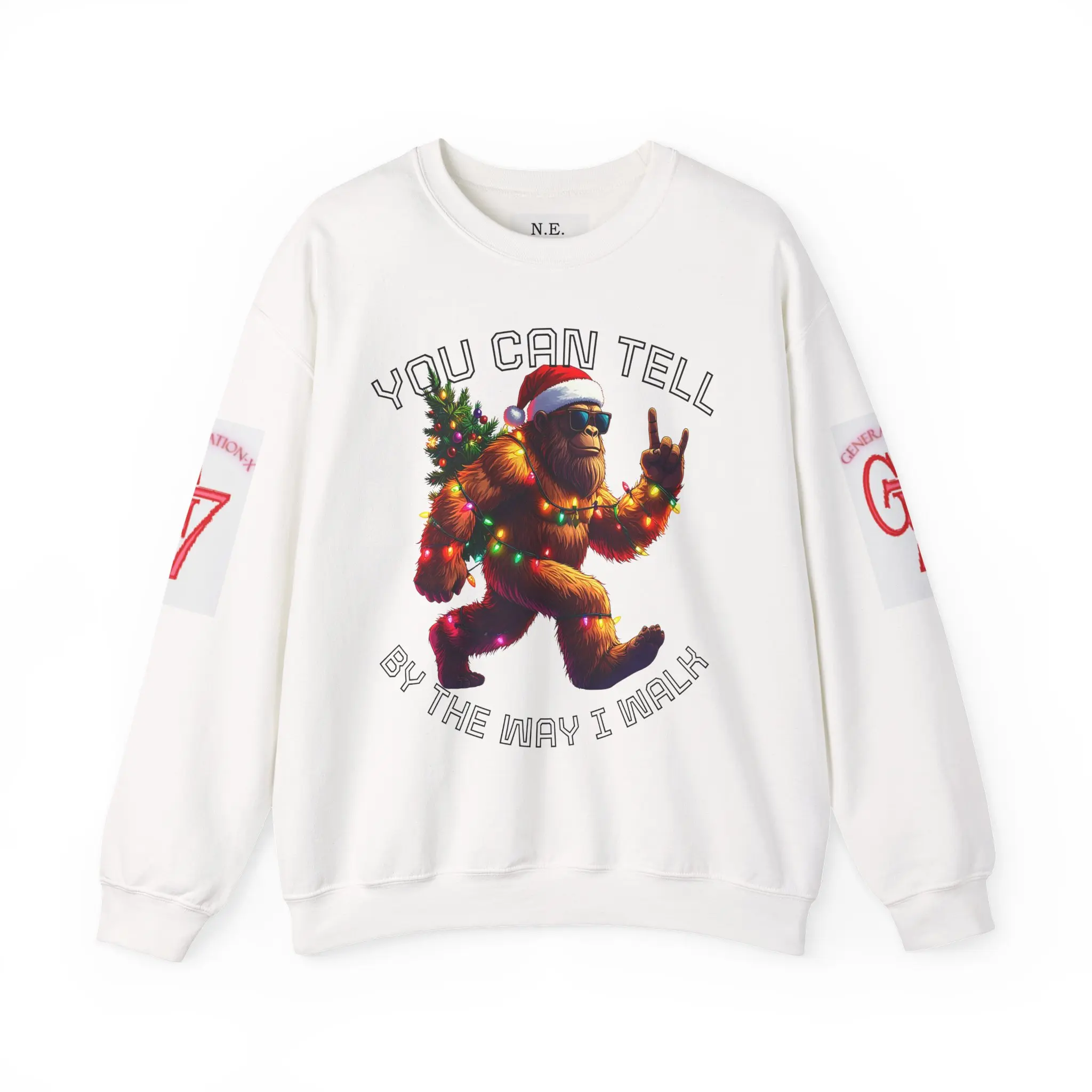 Sasquatch Wearing Lights Sweatshirt | You Can Tell By The Way I Walk Gen-X Crewneck