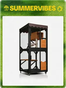 Aivituvin-AIR7014 Wooden Cat Catio with Wheels| Scratching Post|Roof Tarp,Cat House,Outdoor Cat Enclosure,Cat Furniture Portable Enclosed,Cattree,Cat hammock,Outdoor Cat Tower