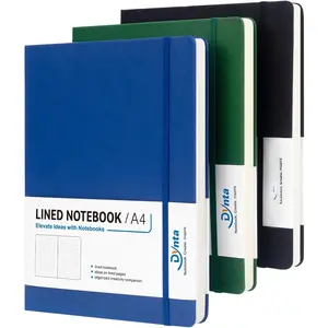 A4 Lined Journal Notebooks 3 Pack 8.5" x 11" Leather Hardcover Journals 200 Pages/100 Sheets Large Notebooks for Work, Journaling, Note Taking (Black, Green, Blue)