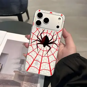Red Spider Web Shockproof Phone Case Compatible with iPhone X, XS, XR, XS Max, 17 Air, 16E, 15 Pro, 14, 13, 12 Pro Max, Plus Minimalist & Elegant