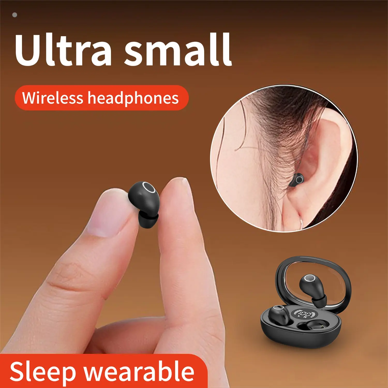 Tiny Invisible Wireless Sleep Earbuds, Bluetooth 5.4 Headphones, Comfortable No Pressure Fit, Perfect for Side Sleepers & Daily Work