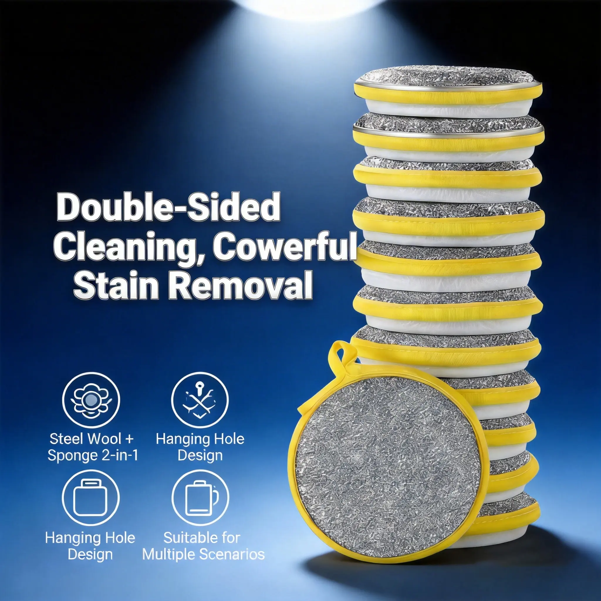 10-20 Pcs Washing Dishes Sponges Double-Sided Dishwashing Sponge Scrubber Round Non-Scratch Scrub Sponges Pads Kitchen Cleaning Tools for Dishes, Pots, Pans, Sink, Basin Scrubbing Pad Siliconesponge