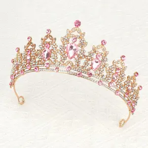 Princess Crown,Pink Crown,Pink Tiara,Queen Crown,Crystal Crown,Wedding Tiaras for Bride Prom Birthday Party Hair Accessories,Rhinestone Headband Tiara Gifts