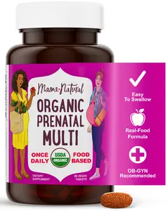 Mama Natural Organic Prenatal Vitamins For Women Vegan (30 Servings) | One A Day Prenatal Vitamins For Pregnant Women | Food Based, Non-gmo & Gluten-free - Pre Natal Multivitamin For Women With Folate