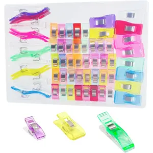 55 count Sewing Clips and Quilting Clips Multipurpose Plastic Clips Craft Clips Sewing Accessories Quilting Supplies Crafting DIY Supplies Assorted Colors & Size with Plastic Box