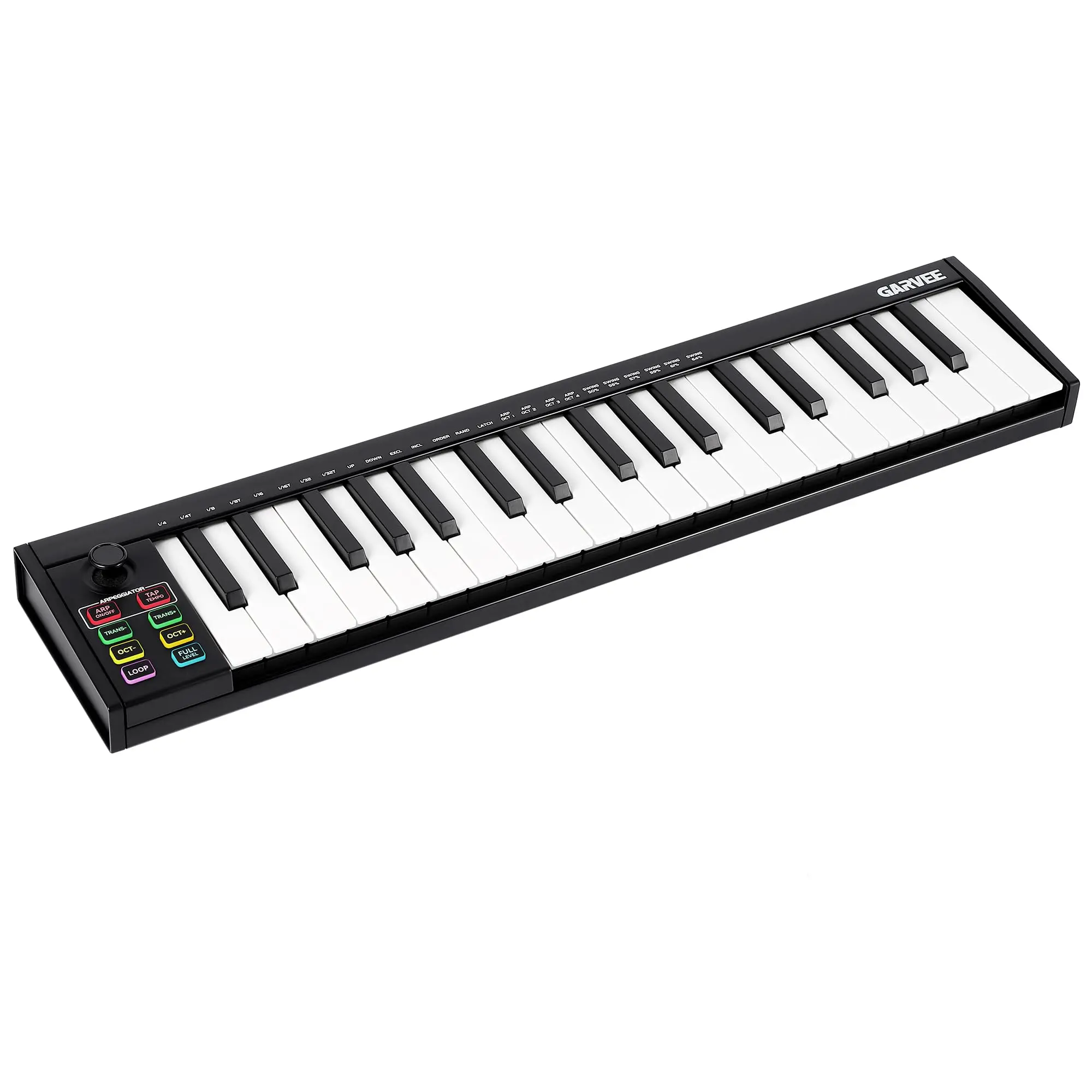 Garvee 37-Key Digital USB MIDI Keyboard Controller with 8 Drum Pads, OLED Display, DAW Integration, for Professional Music Production, Black