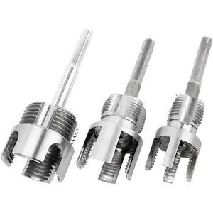 3Pcs Pipe Thread Cutting Tool, Integrated Internal & External Pipe Threading Tool PVC & Plastic Pipe Threader Kit 1/2" 3/4" 1"