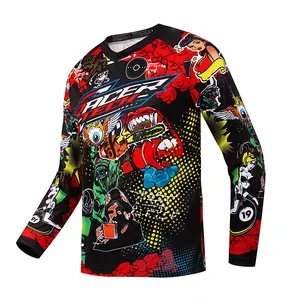 Men's Mountain Bike Jersey Long Sleeve MTB Off-Road Racing Downhill Motocross Shirts Quick Dry&Moisture-Wicking Tops
