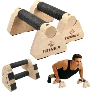 KTINEIC Wooden Parallettes Push Up Bars, 2 PCS Wood Calisthenics Bars with Non-Slip Base, Pushup Handles for Floor Home Fitness, Workout Equipment for Men and Women Strength Training