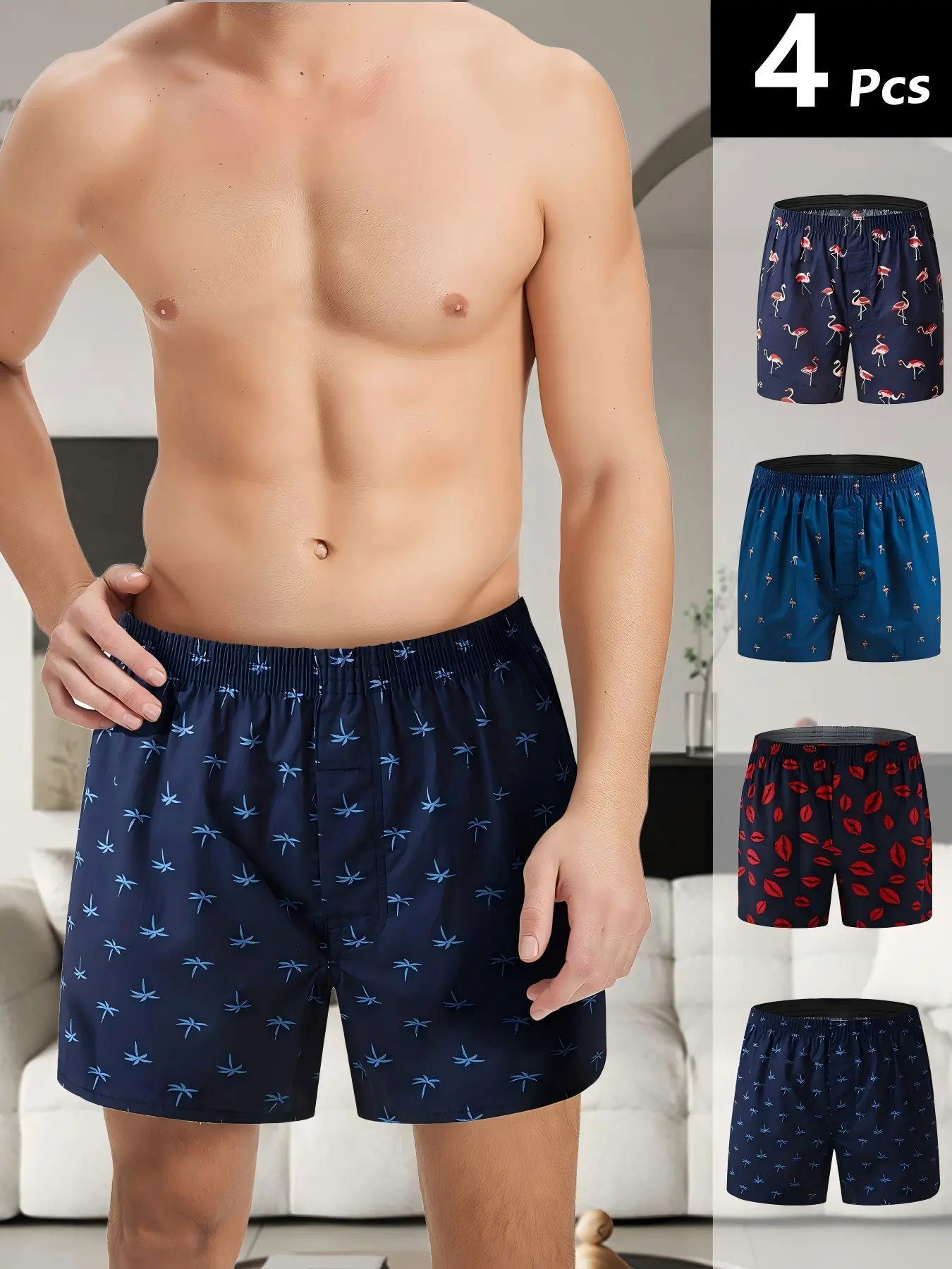 Mens Boxer Shorts Funny Boxers Sleep Short Plaid Cotton Loose Woven Boxers for Men Soft Breathable Comfortable Everyday Wear - Menswear, Loungewear Stylish Nightwear shorts for the summer shorts for summer essential shorts