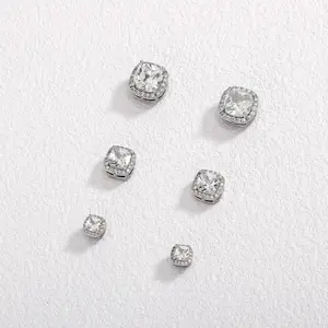 【PANG Jewelry】Hip-Hop 4-8mm Rock Sugar Diamond No Ear Holes Strong Magnetic Attraction Personalized Stud Earrings Trendy and Versatile Earrings Unisex Electroplated