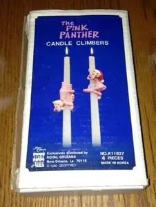 Vintage Pink Panther Candle Climbers by Royal Orleans Box of 4 with Tags