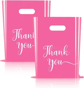 Pink Thank You Merchandise Bags Large 9x12 inches,100 Pack, Retail Plastic Shopping Merchandise Gift Bags Tear Resistant Strong Durable Anti Stretch, 100% Recyclable (100)