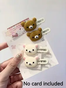 Cute Cartoon Bear Hair Clips Set, Bear Themed, Cute Cartoon Design, Adorable, Sweet, Playful Touch and Versatile, Girls Side Hair Accessories, 4 Pieces, Perfect for Daily Use, Gift Option, Everyday Use, Hair Clip Set For Birthday Gifts