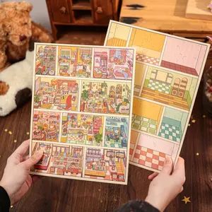 4 Sheets/bag Decorative Sticker Pack, Original Apartment Theme Material Stickers, Perfect Holiday Birthday Gift, Kawaii Design