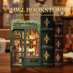 CUTEBEE 3D OWL BOOKSTORE Wooden Puzzle Book Nook Magical  Library Miniature Kit | DIY Bookshelf Insert with Warm Ambient Lighting | Collector's Edition Home Decor | Birthday Christmas Anniversary Gift