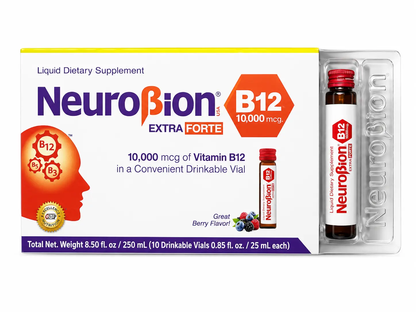 Neurob B12 Extra Forte Paquete Grande de 10 - Extra Forte Vitamin B12 Dietary Supplement 10 Pack