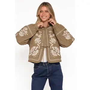 Vako Quilted Embroidered Jacket - Olive