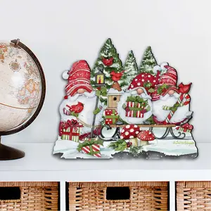Designocracy 8471109M-SW Artistic Jolly Christmas Decor, 12x9 in. Large Wall Decoration, Festive Outdoor Christmas Gnome Ornaments for Home Holiday Use