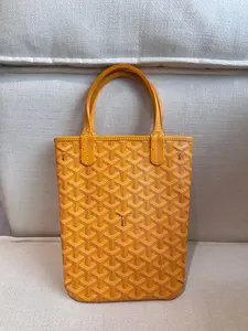 Pre-owned Goyard Poitiers Mini Tote Bag, All Over Y Monogram Coated Canvas, Yellow