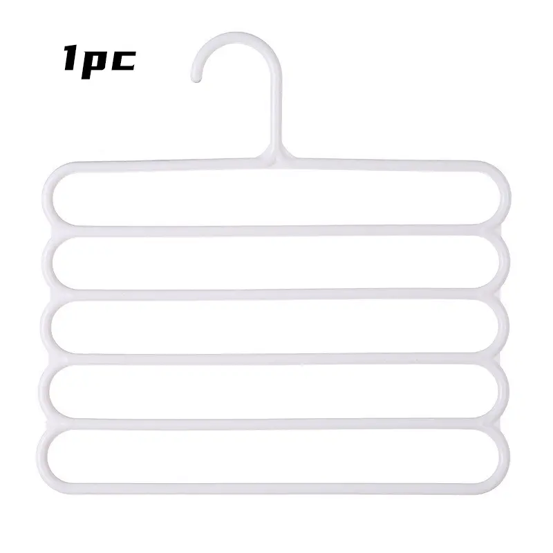 Heavy Duty 5-Tier Pants Hanger, Space-Saving Closet Organizer with 50mm Wide Spacing, Anti-Slipping Multifunctional Hanger for Jeans, Leggings, Scarves, Metal Home Closet Storage Solution