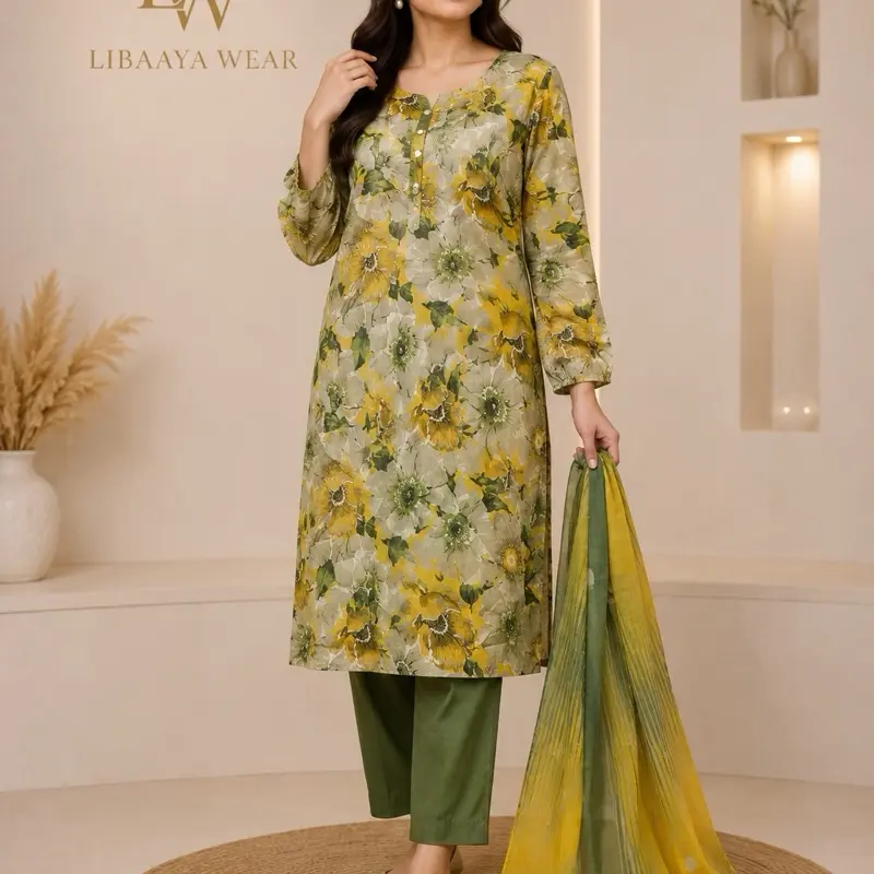 Pakistani 3-Piece Suit, Elegant Design, Premium Quality, Soft & Comfortable