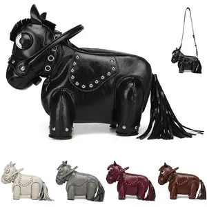 Dadamayar Women's Cute 3D Pony Vegan Leather Waterproof Casual Mini Crossbody/Shoulder Bag - Fringe Tail, Wide Comfortable Strap, Spacious Design - Trendy Accessory Gift - Ideal for Daily Outings, Concerts - 5 Stylish Colors